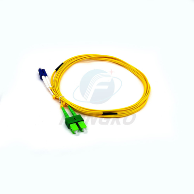 Faser-Verbindungskabel 3 Meter grünen Dublex Lc Sc-Faser-Flecken-Kabel-zum Singlemode Duplex-Faser-Optikduplex Lc - Sc-patchcor