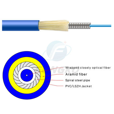 Qualität  Single Mode Simplex Armored Optical Fiber Cable GJSFJV With PVC Jacket Fabrik