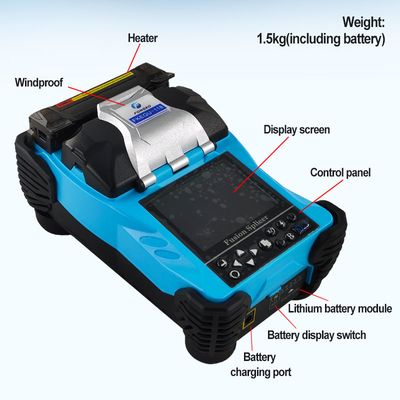 Blue Fiber Optic Fusion Splicer 4800mAh Batterie Chinesisch/Englisch 2 Sprachen Schweißsplißmaschine