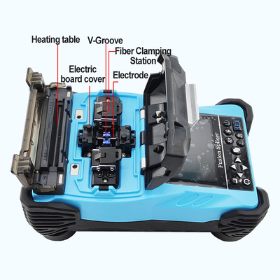 Blue Fiber Optic Fusion Splicer 4800mAh Batterie Chinesisch/Englisch 2 Sprachen Schweißsplißmaschine