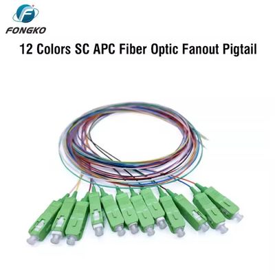 Glasfaser-SM-Faser-Pigtail 12-adrig 0,9 mm G652D PVC LC FC SC ST UPC APC Faser-Pigtail