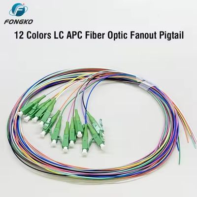 Glasfaser-SM-Faser-Pigtail 12-adrig 0,9 mm G652D PVC LC FC SC ST UPC APC Faser-Pigtail