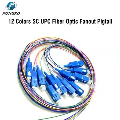 Glasfaser-SM-Faser-Pigtail 12-adrig 0,9 mm G652D PVC LC FC SC ST UPC APC Faser-Pigtail