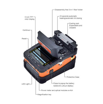 AI-6C 8 Splicing Time 18s Heating Core Fiber Welding Machine Six Motors Fusion Splicer with Core Alignment